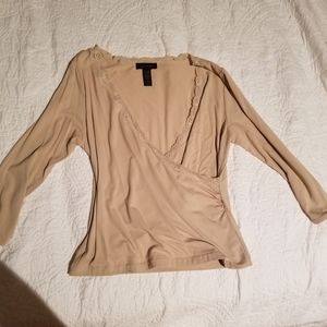 Context nude wrapover lace blouse